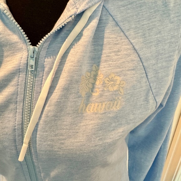 Maui Water Wear light weight zip up jacket, L, EUC, lt blue, UPF 50+, Maui logo - Picture 11 of 12